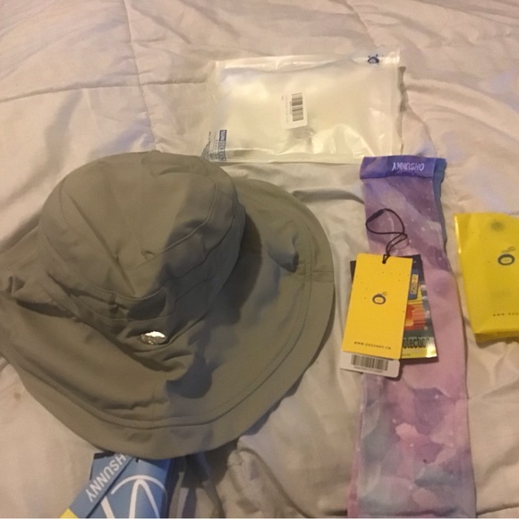 Oh Sunny gray fisherman bucket hat with arm covers & bag carrier NWT - Picture 2 of 9